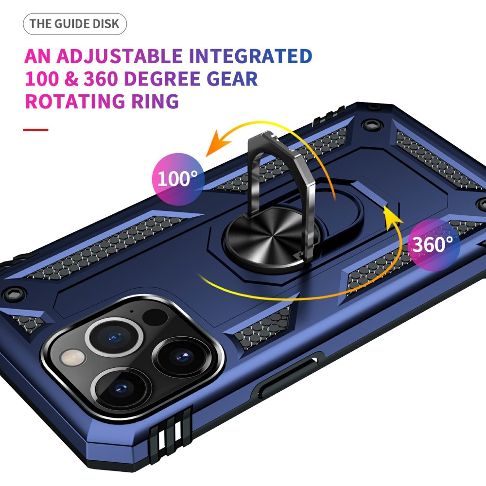iPhone 13 Pro Max - Shockproof Hybrid Armor Ring Skal - Bl