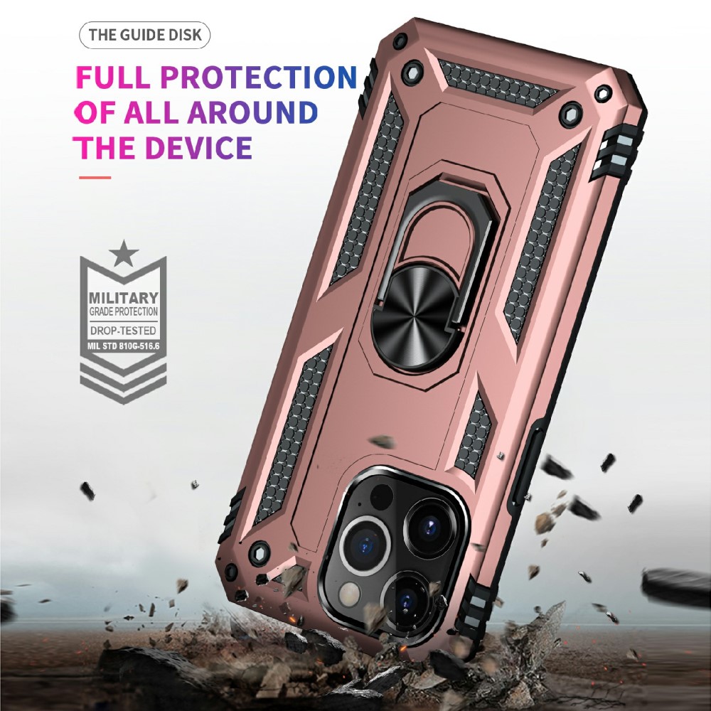 iPhone 13 Pro Max - Shockproof Hybrid Armor Ring Skal - Rosguld