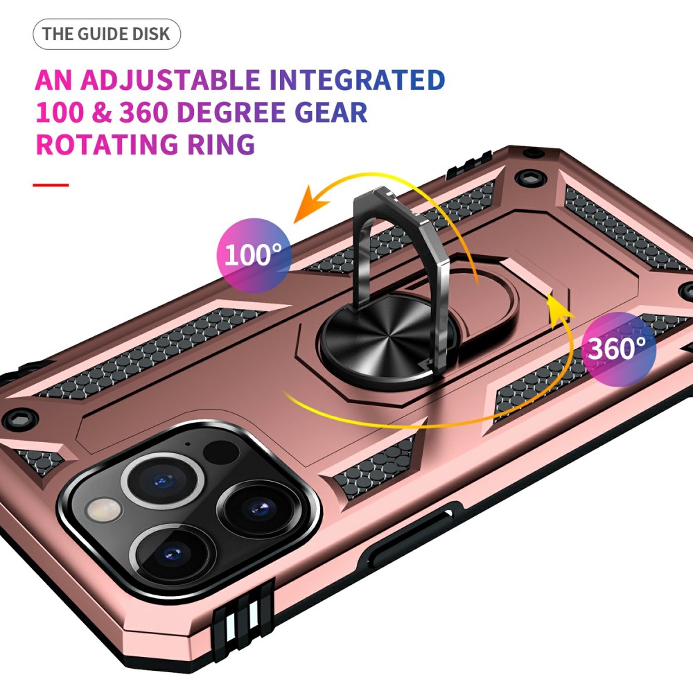 iPhone 13 Pro Max - Shockproof Hybrid Armor Ring Skal - Rosguld