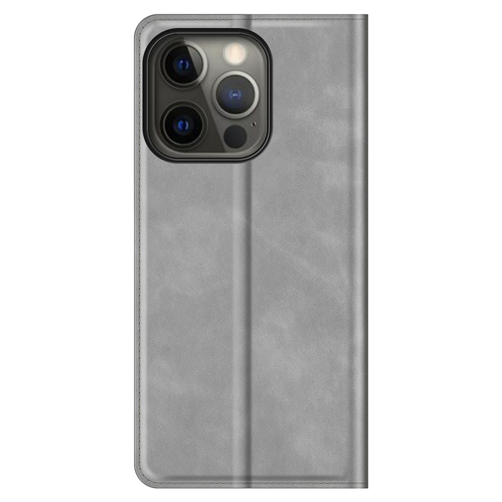 iPhone 13 Pro Max - Solid Lder Flip Fodral - Gr