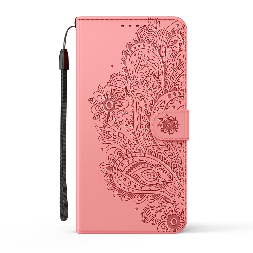 iPhone 13 Pro Max - Flower Mandala Lder Fodral - Ljus Rosa