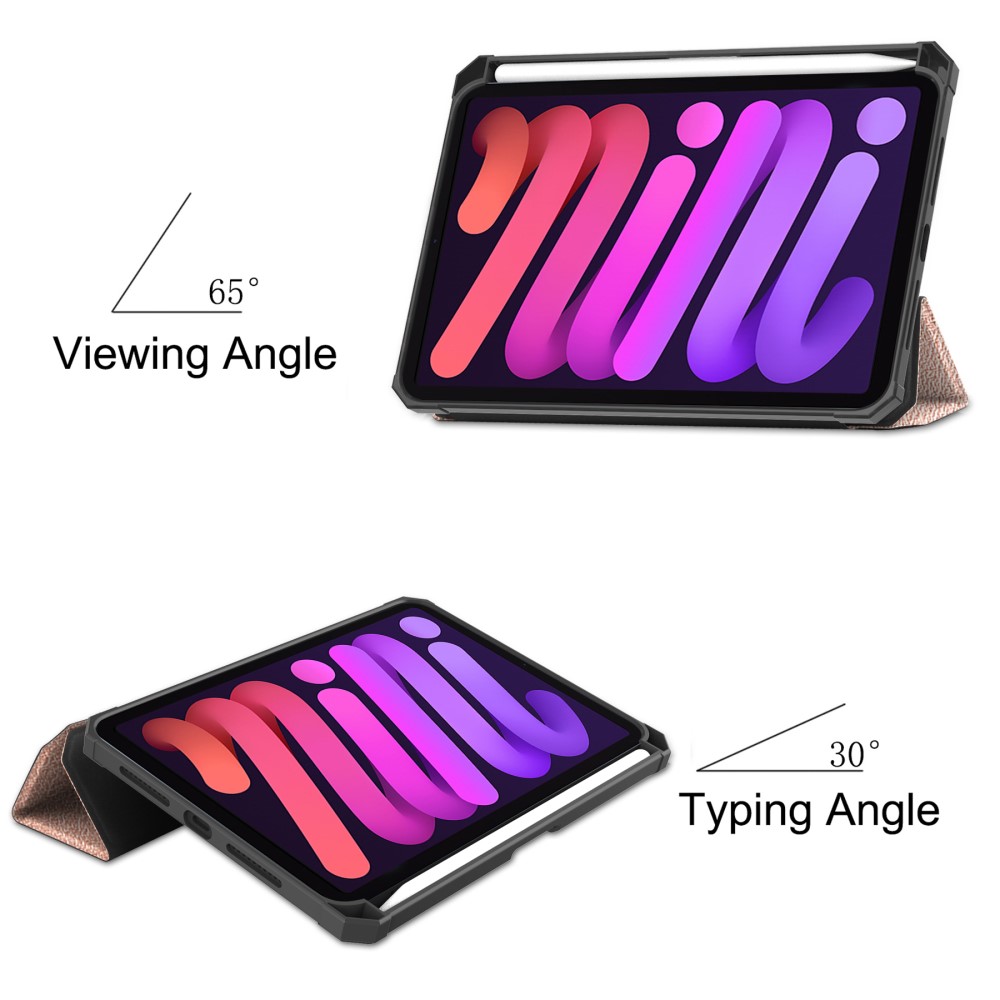 iPad Mini (2021) Fodral Shockproof Tri-Fold Med Pennhllare Rosguld