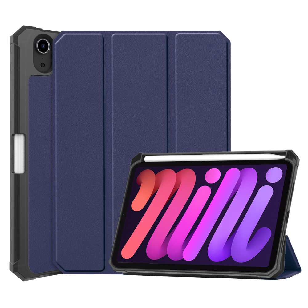 iPad Mini (2021) Fodral Shockproof Tri-Fold Med Pennhllare Bl