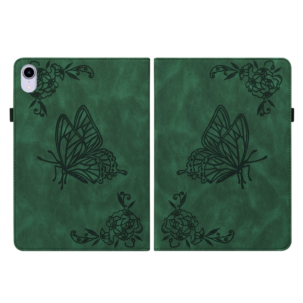 iPad Mini (2021) Fodral Butterfly Flower Grn