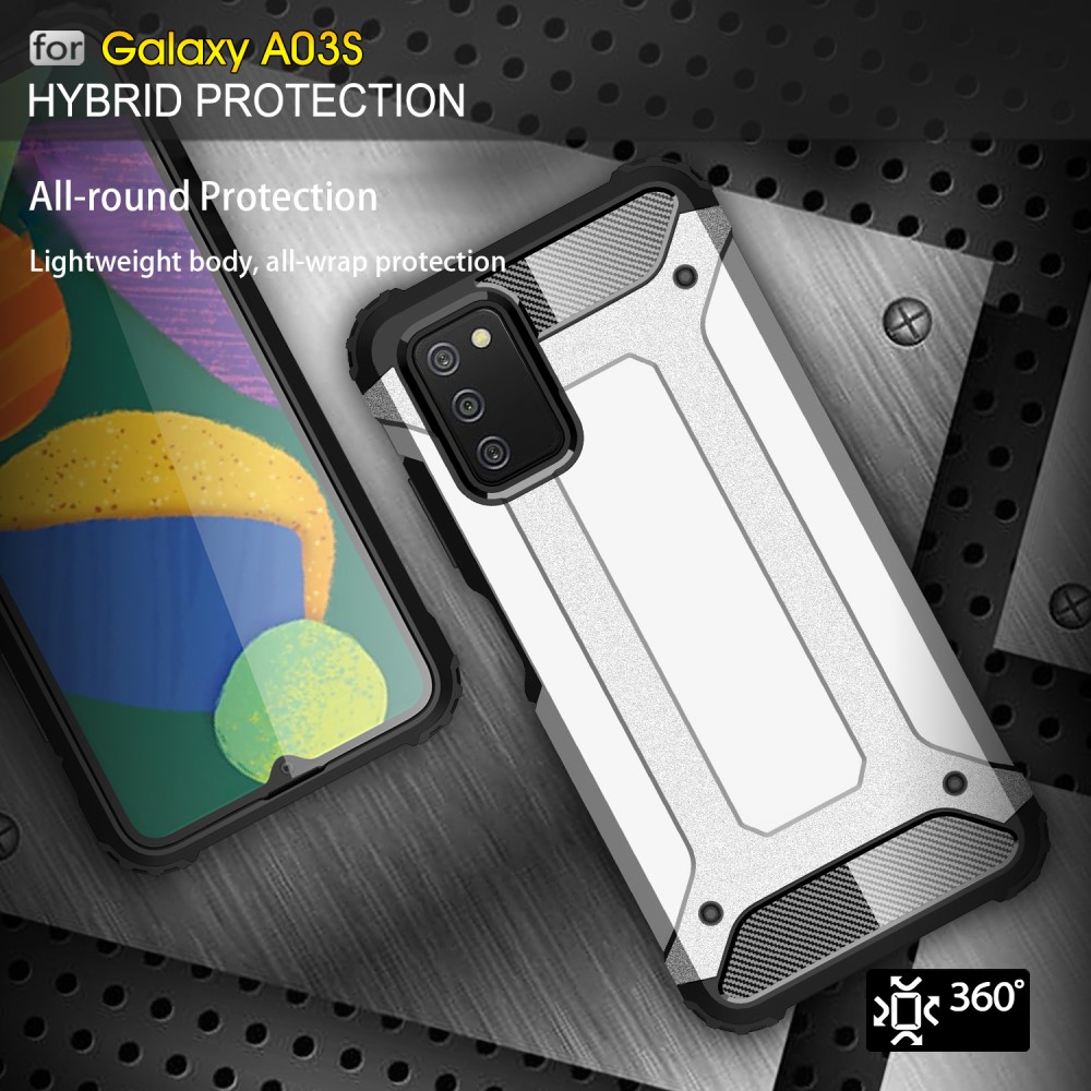 Samsung Galaxy A03s Skal Shockproof Armor Hybrid Silver