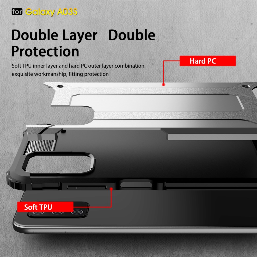 Samsung Galaxy A03s Skal Shockproof Armor Hybrid Silver