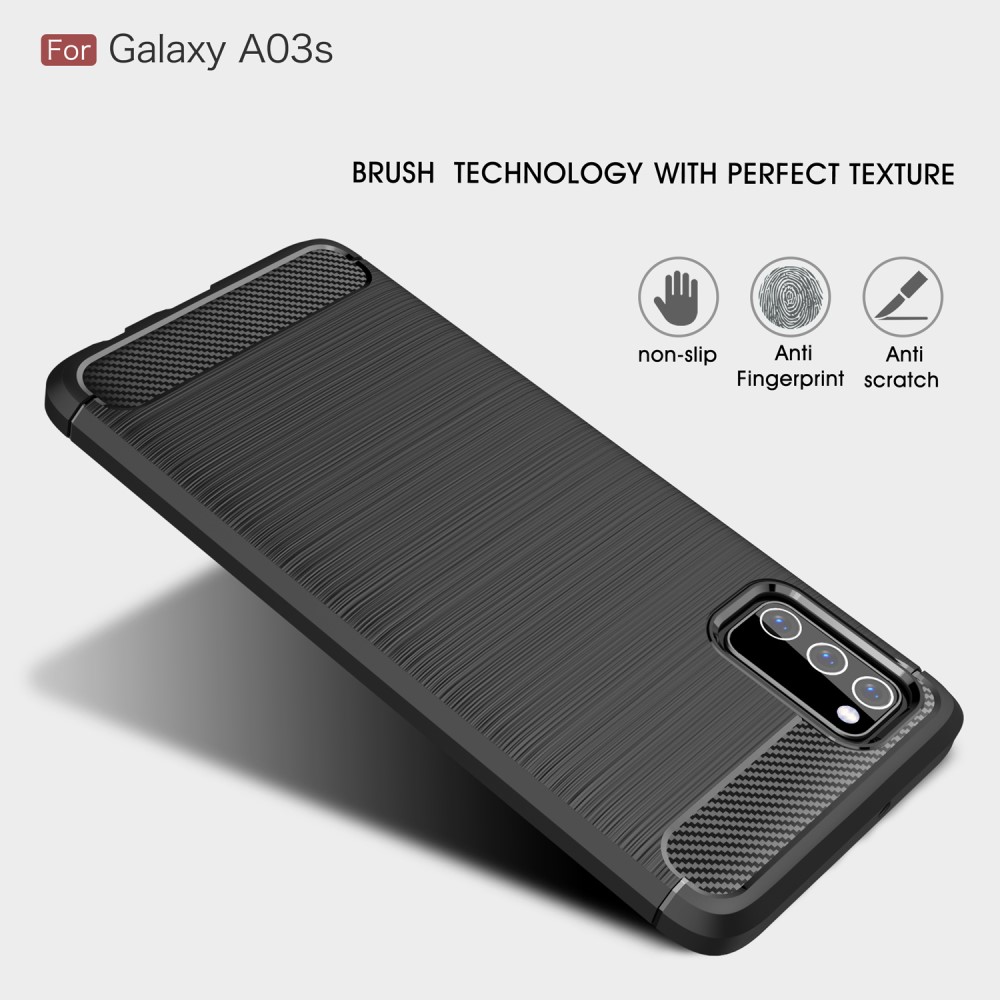 Samsung Galaxy A03s Skal Borstad Stl Textur Svart
