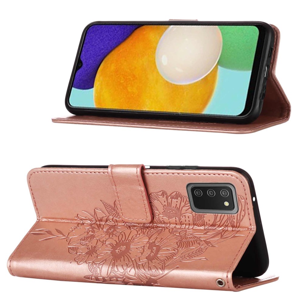 Samsung Galaxy A03s Fodral Tryckt Butterfly Rosguld