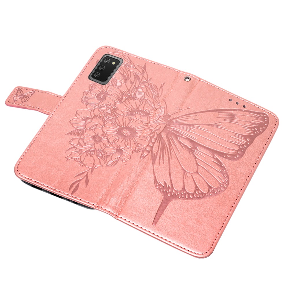 Samsung Galaxy A03s Fodral Tryckt Butterfly Rosguld