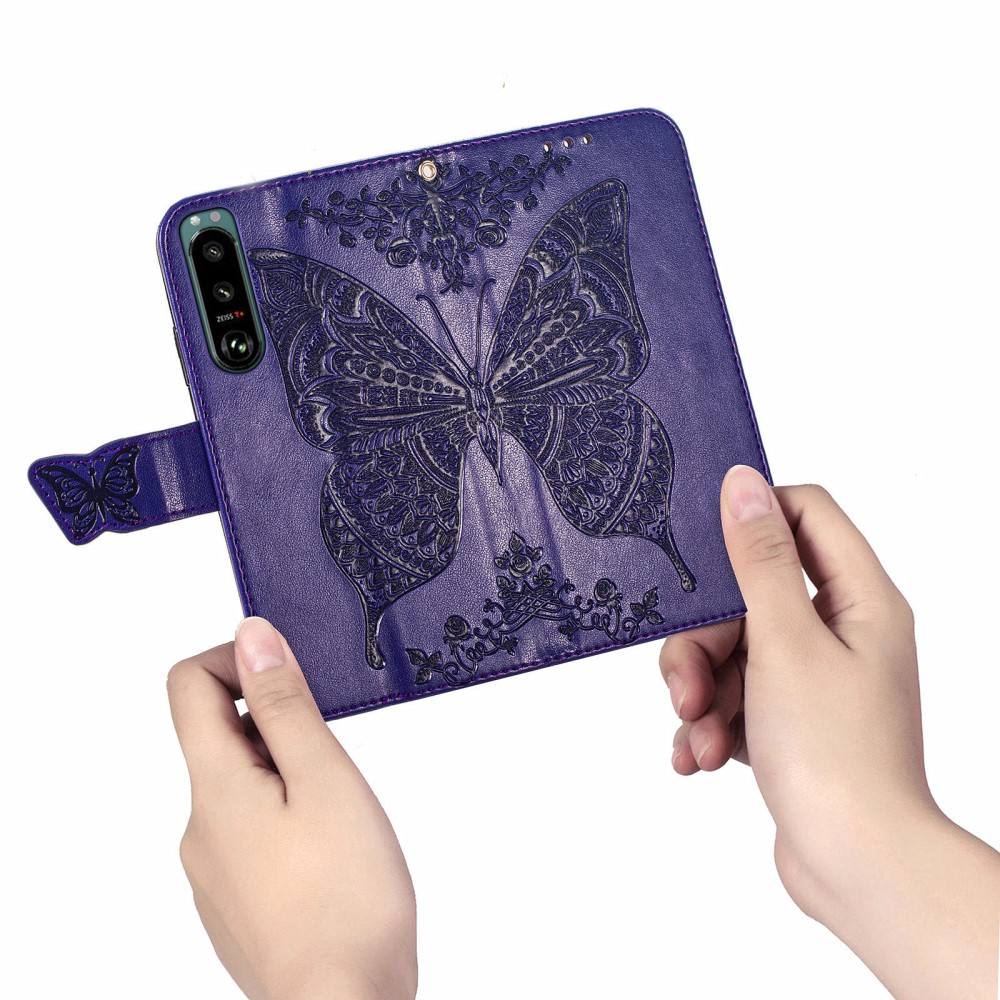 Sony Xperia 5 III Fodral Tryckt Butterfly Lila