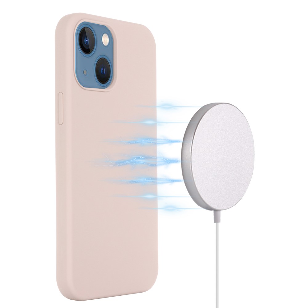 iPhone 13 Skal MagSafe Liquid Silikon Ljus Rosa