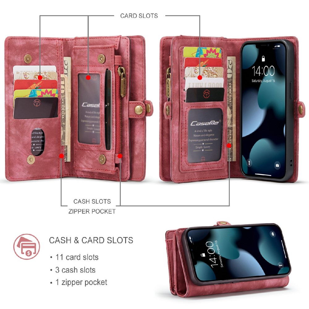 CASEME iPhone 13 Fodral/Skal Magnet 2in1 Multifunktionell Rd