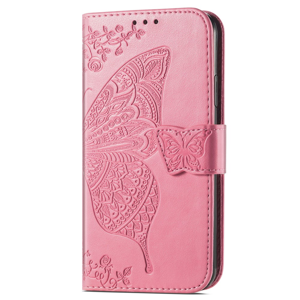Xiaomi Redmi 10 Fodral Butterfly Lder Rosa