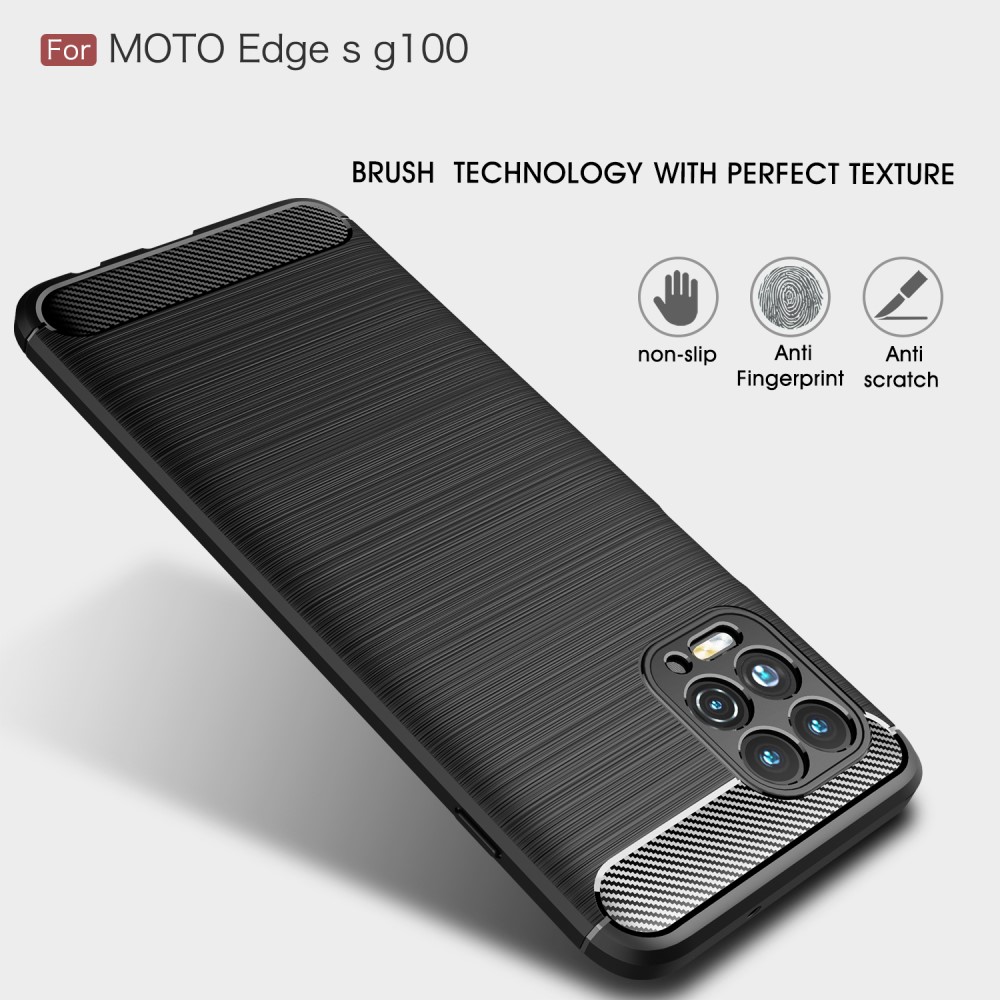 Motorola Moto G100 Skal Borstad Stl- Och Kolfiber Textur Svart