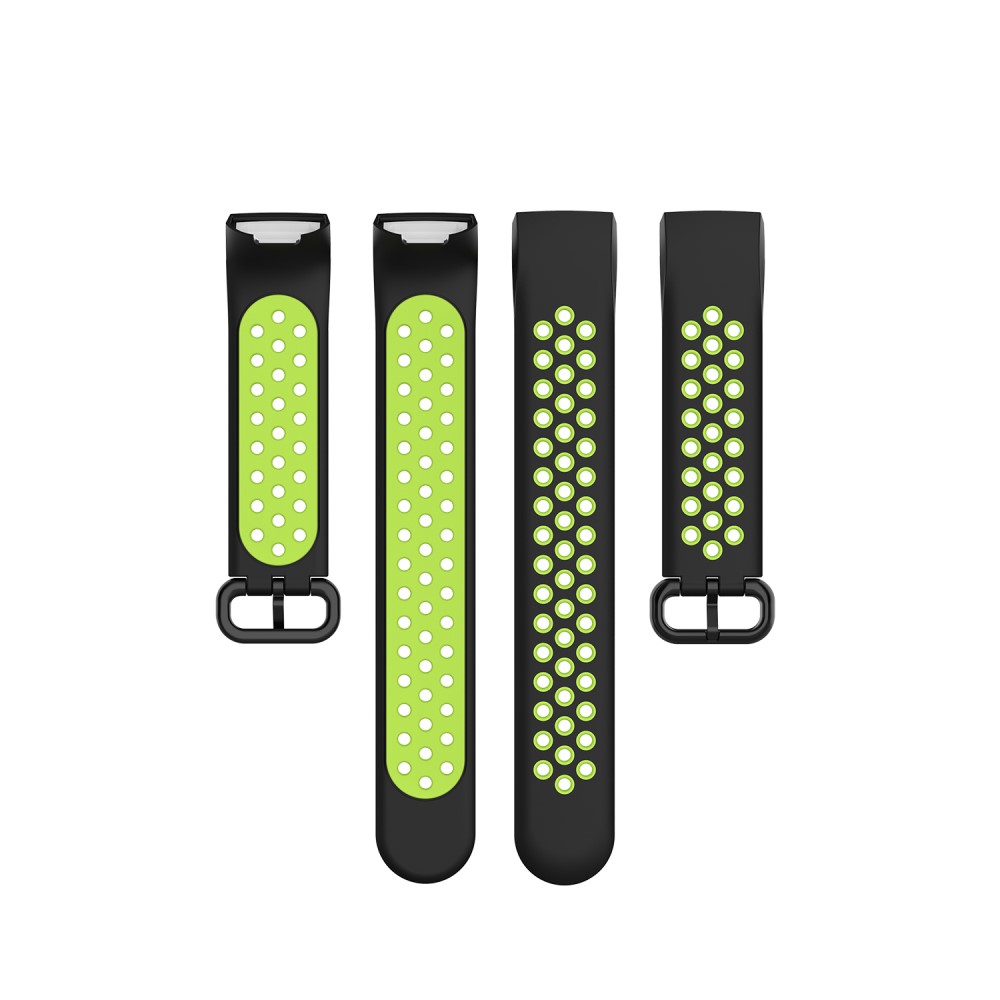 Fitbit Charge 4/3 Silikon Trningsarmband Svart/Fluorescent Grn