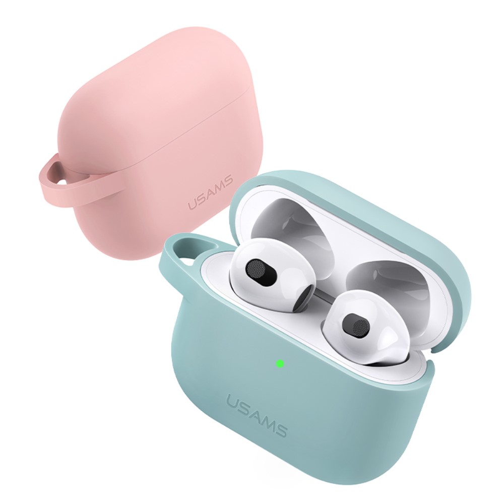 USAMS AirPods 3 Skal Silikon Karbinhake Grön