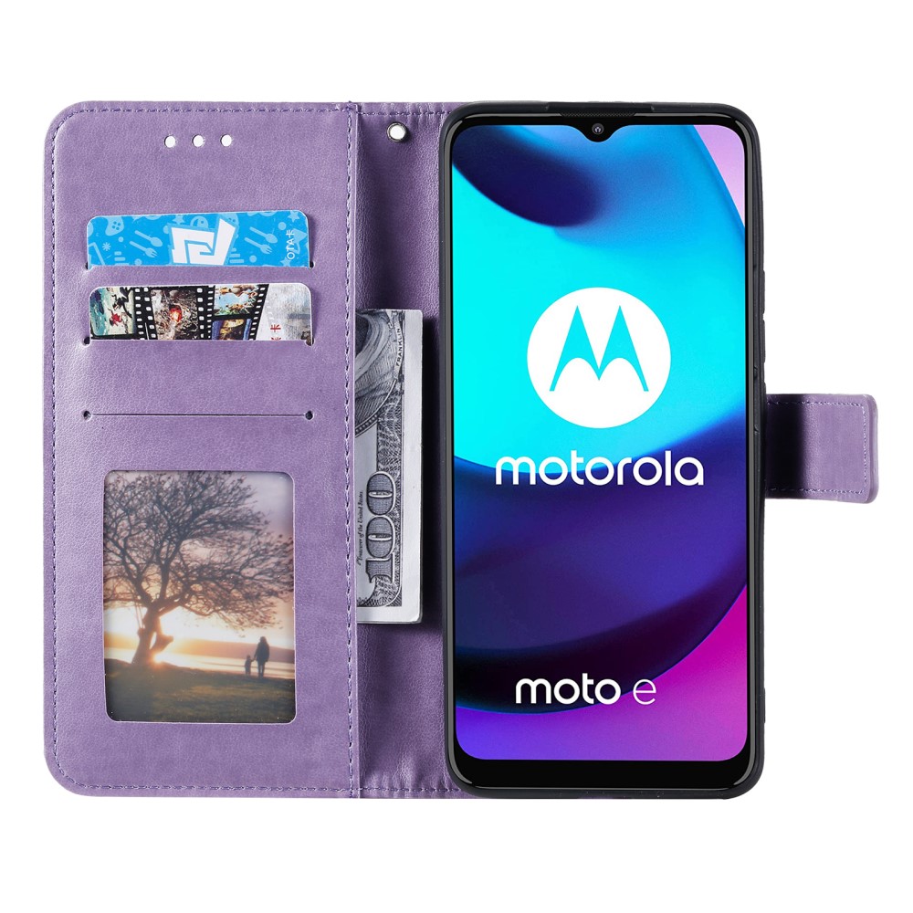 Motorola Moto E20 / E40 Fodral Mandala Lder Lila