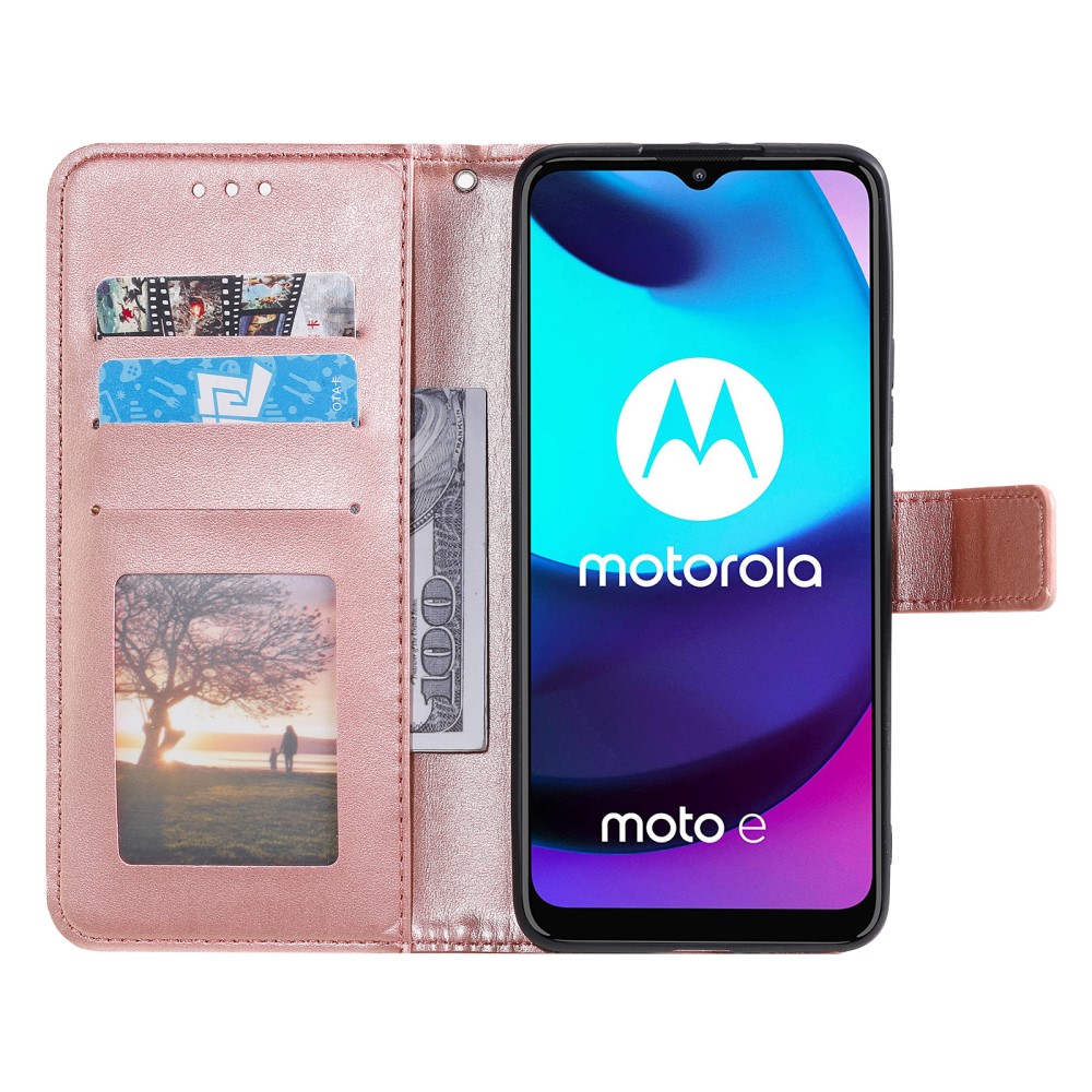 Motorola Moto E20 / E40 Fodral Mandala Lder Rosguld