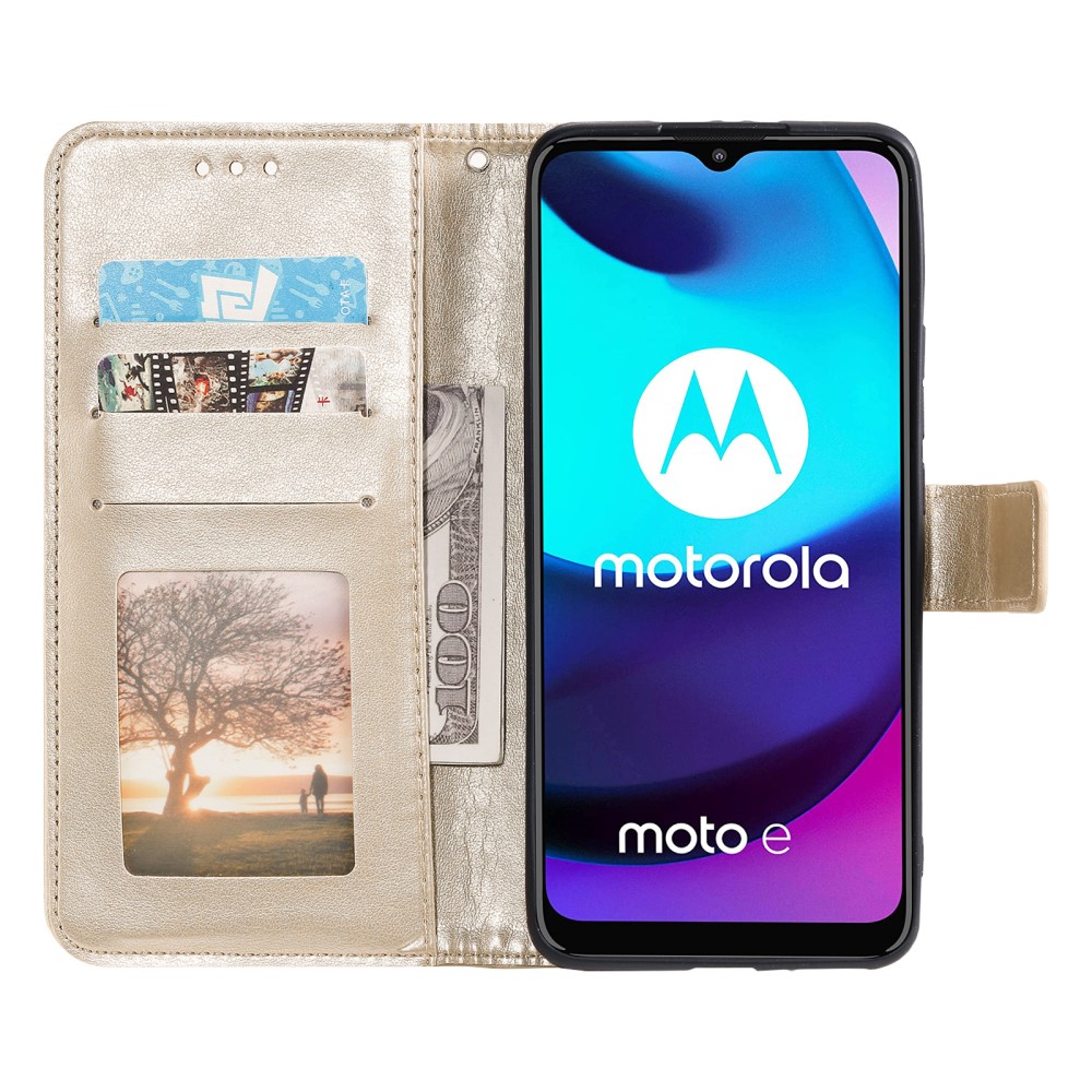 Motorola Moto E20 / E40 Fodral Mandala Lder Guld