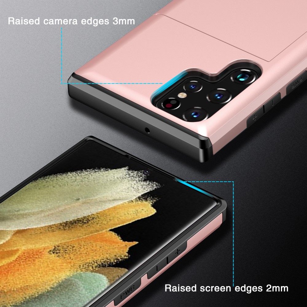 Samsung Galaxy S22 Ultra Skal Hybrid Med Kortfack Svart
