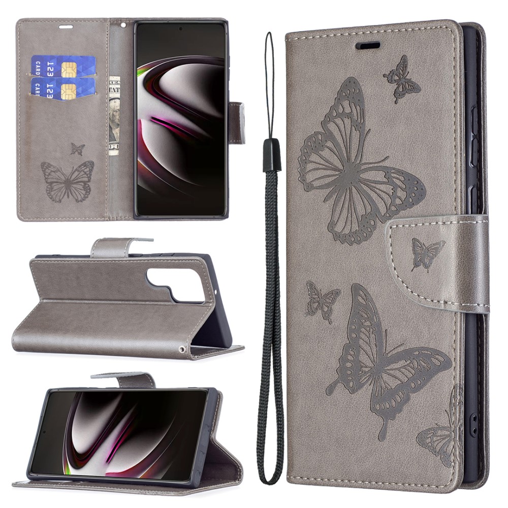 Samsung Galaxy S22 Ultra Fodral Butterfly Gr