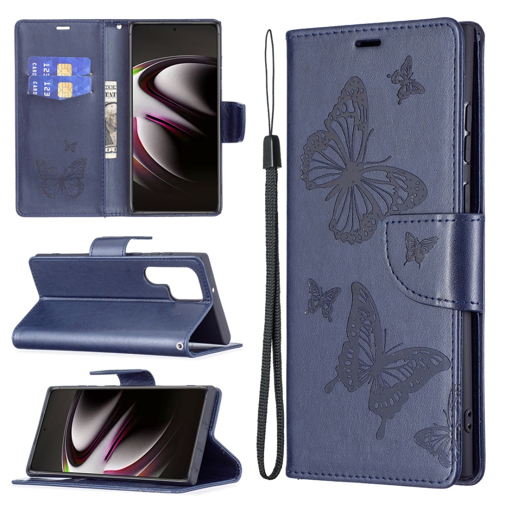 Samsung Galaxy S22 Ultra Fodral Butterfly Mrk Bl