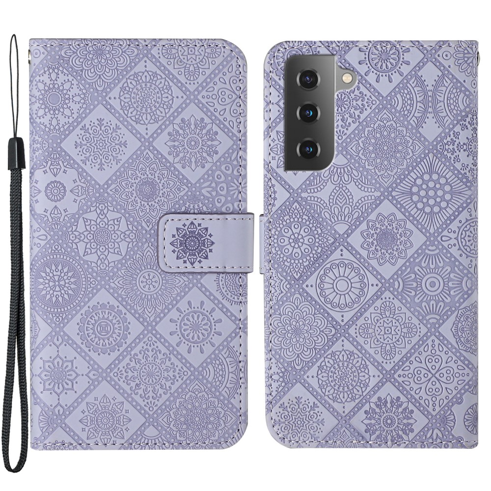 Samsung Galaxy S22 Plus Fodral Tryckta Mandala Blommor Lila