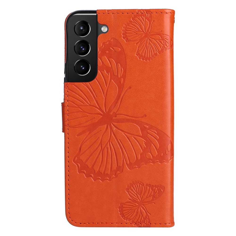 Samsung Galaxy S22 Plus Fodral Fjrilar Tryckt Lder Orange