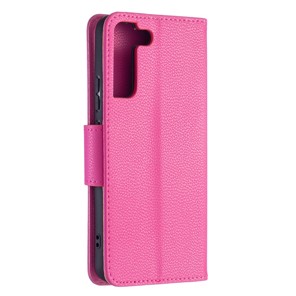 Samsung Galaxy S22 Plus Fodral Litchi Textur Lder Rosa