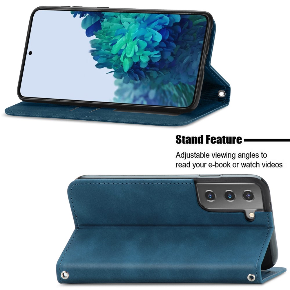 Samsung Galaxy S22 Plus Fodral Flip Retro Lder Bl