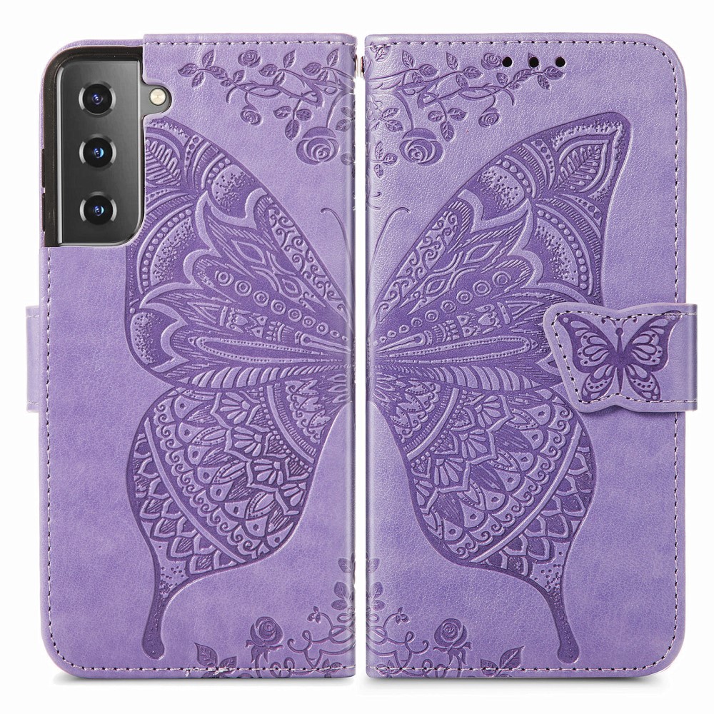 Samsung Galaxy S22 Plus Fodral Butterfly Tryckt Lder Lila