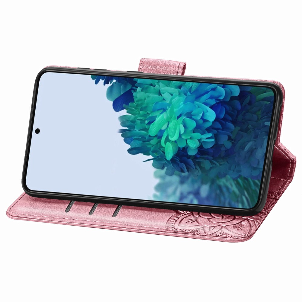 Samsung Galaxy S22 Plus Fodral Butterfly Tryckt Lder Ljus Rosa