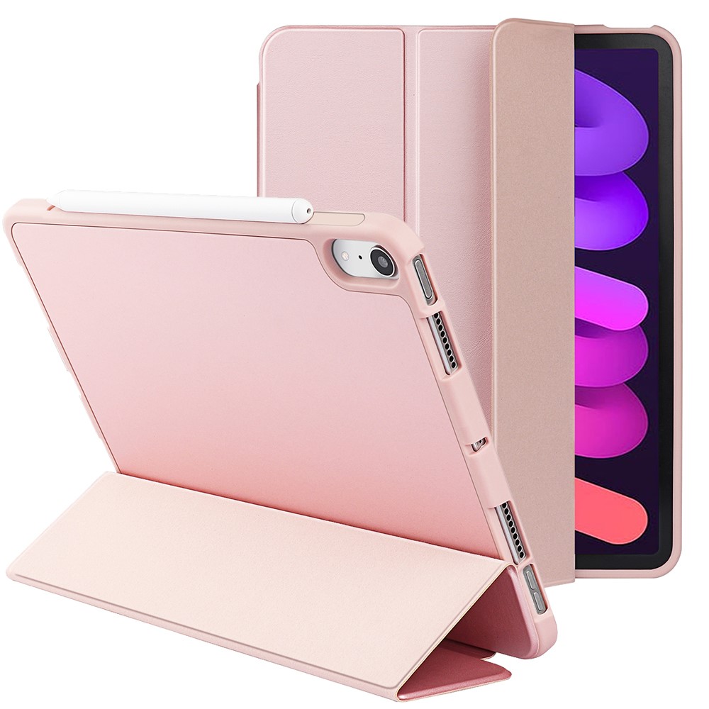 iPad Mini (2021) Fodral Tri-Fold Pennhllare Ljus Rosa