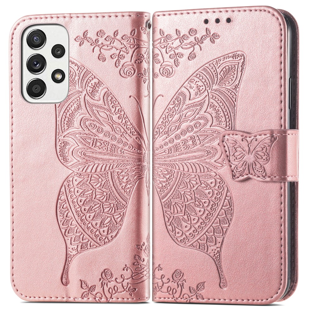 Samsung Galaxy A53 5G Fodral Butterfly Rosguld