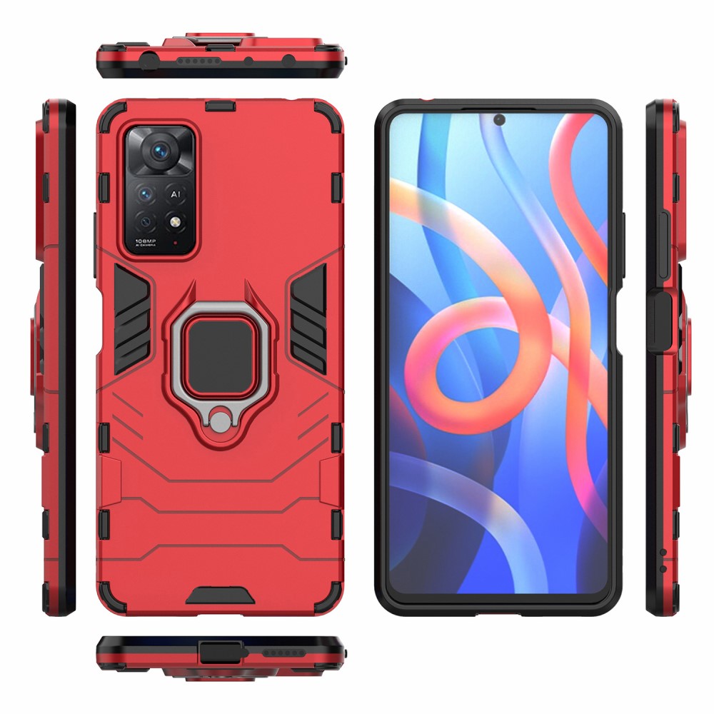 Xiaomi Redmi Note 11 Pro 5G Skal Armor Hybrid Ring Röd