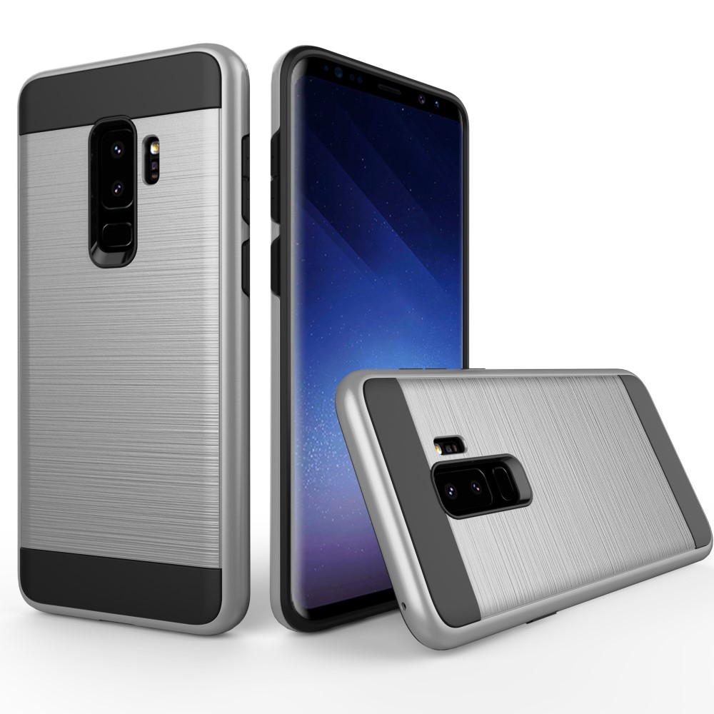 Samsung Galaxy S9 Plus - Brush Design Skal - Silver