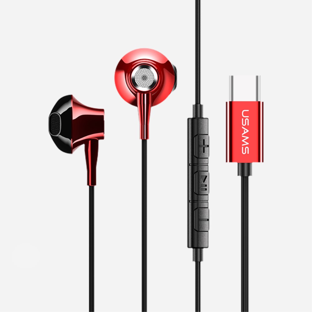 Köp USBC InEar Headset USAMS Röd Teknikhallen.se
