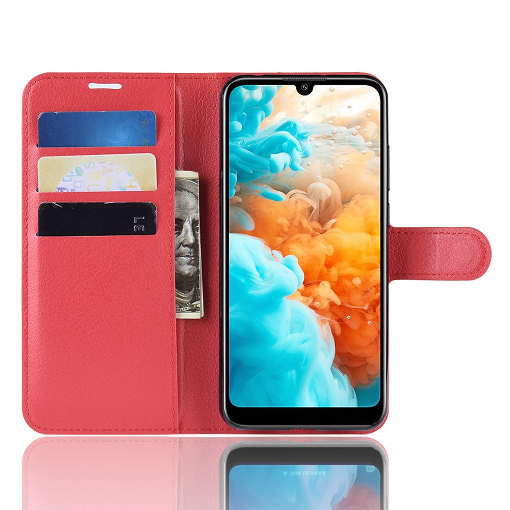 Huawei Y6 (2019) - Litchi Plnboksfodral - Rd