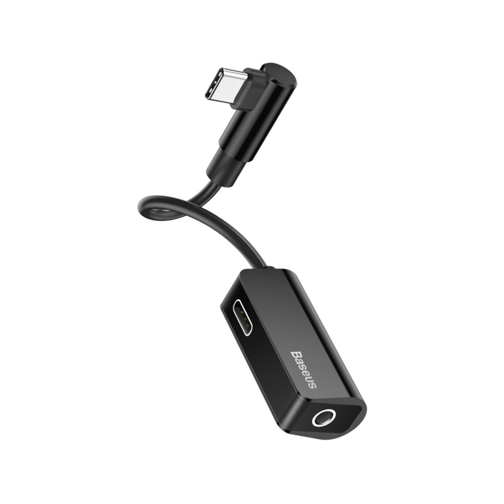 BASEUS USB-C till 3.5mm Aux Adapter med laddningsfunktion - Svart