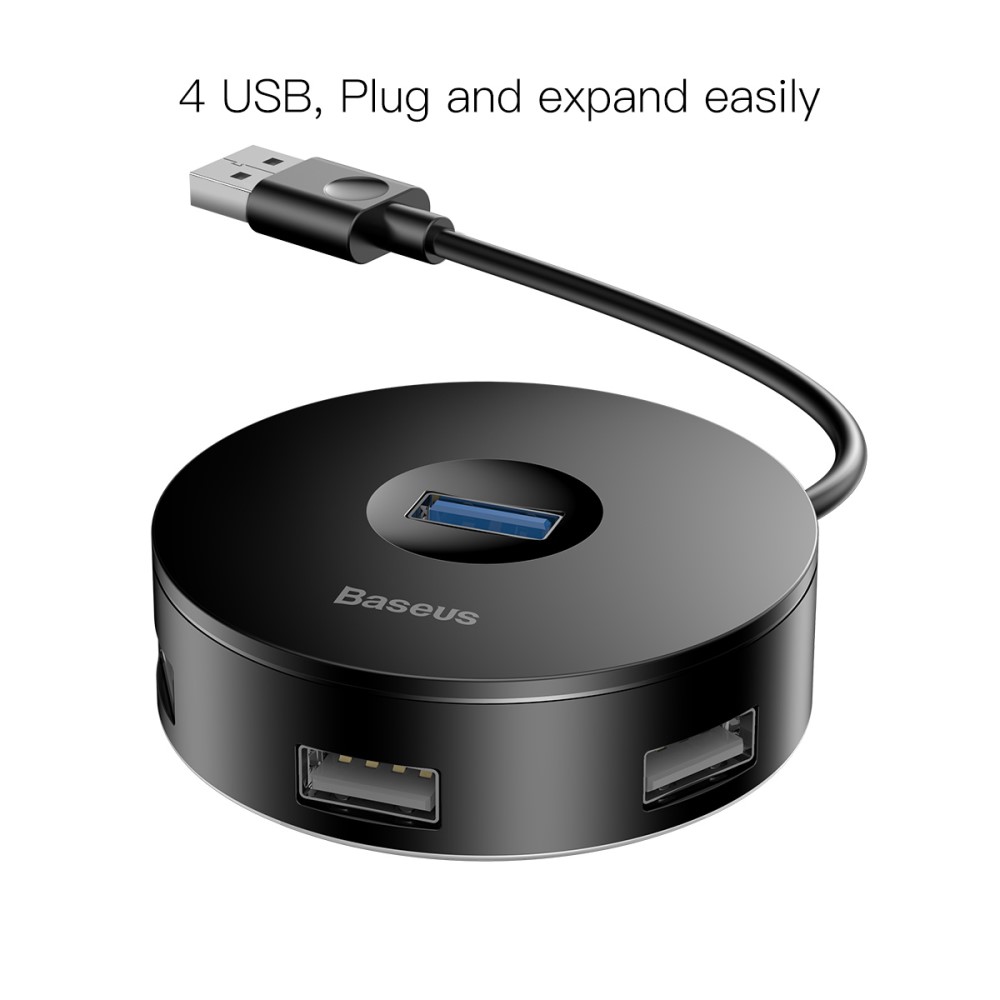 Baseus - 4-Port USB 3.0 Hub - Svart