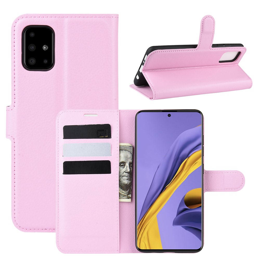 Samsung Galaxy A51 - Litchi Plånboksfodral - Ljus Rosa