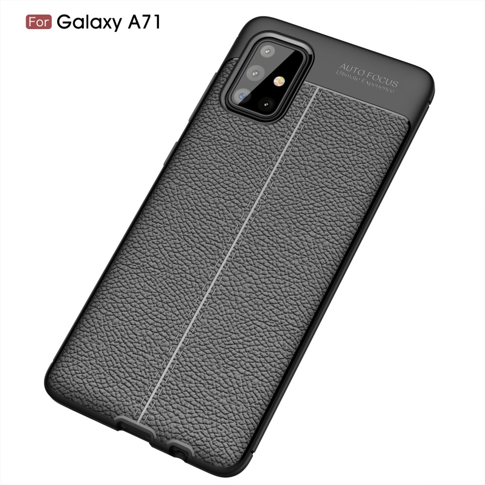 Samsung Galaxy A71 - Litchi Textur Skal - Svart