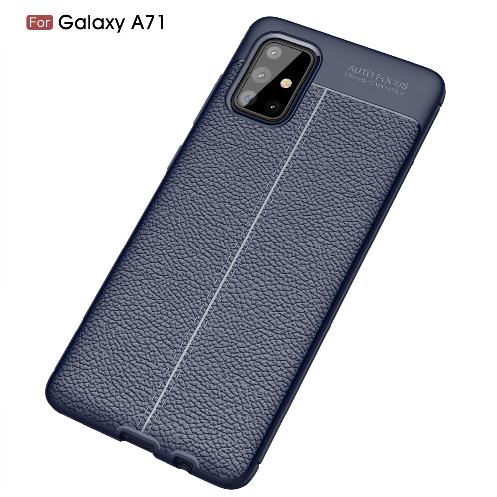 Samsung Galaxy A71 - Litchi Textur Skal - Mrk Bl