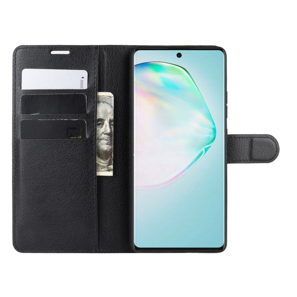 Samsung Galaxy S10 Lite - Litchi Plnboksfodral - Svart