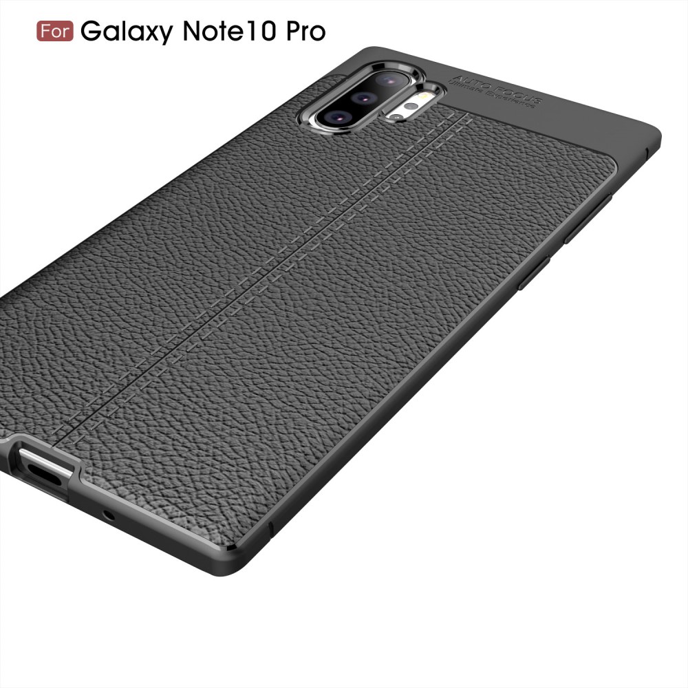 Samsung Galaxy Note 10 Plus - Litchi TPU Skal - Svart