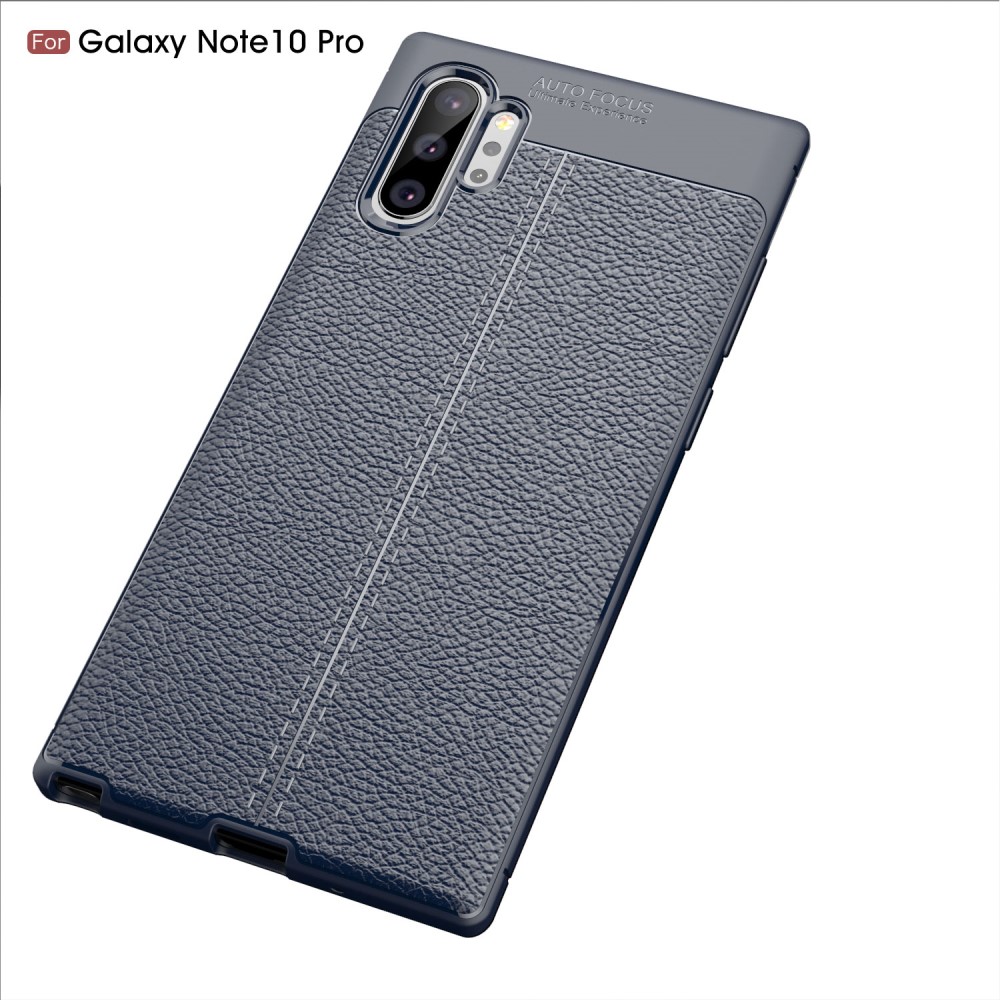 Samsung Galaxy Note 10 Plus - Litchi TPU Skal - Mrk Bl