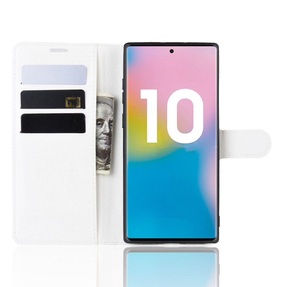 Samsung Galaxy Note 10 Plus - Litchi Plnboksfodral - Vit