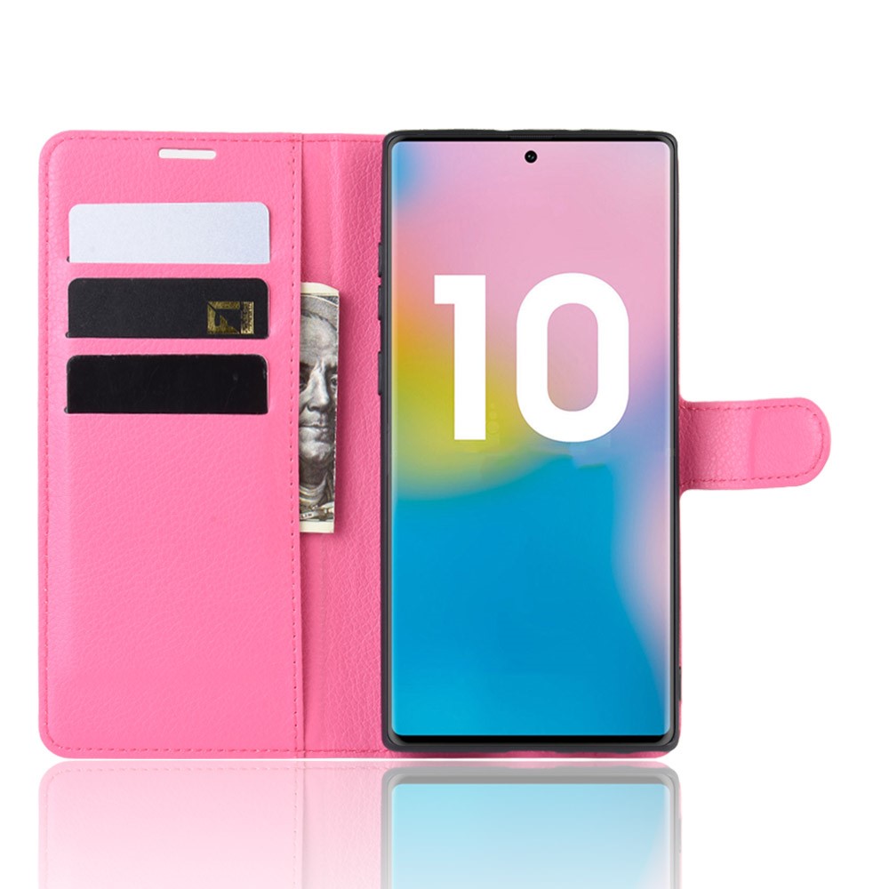 Samsung Galaxy Note 10 Plus - Litchi Plnboksfodral - Hot Pink