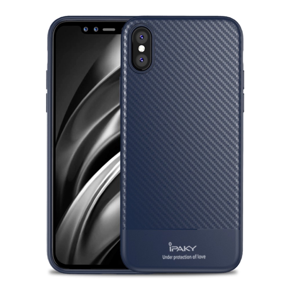 iPhone Xs Max - IPAKY Carbon Skal - Mrk Bl