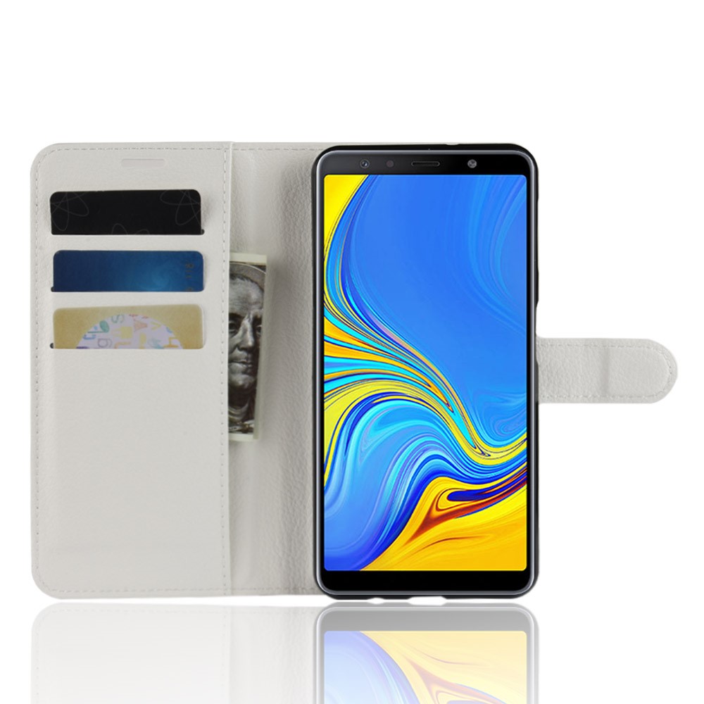Samsung Galaxy A7(2018) - Litchi Plnboksfodral - Vit